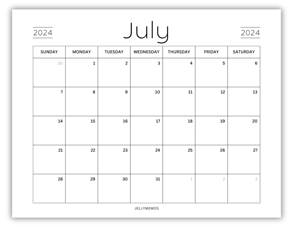 july 2024 calendar