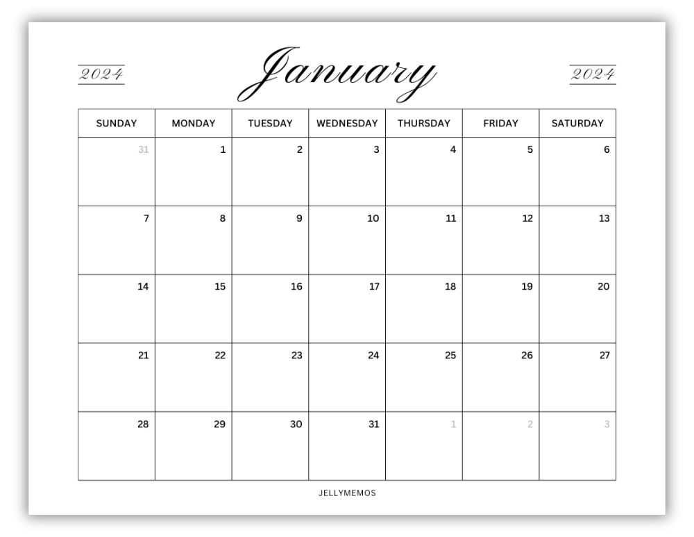 january 2024 calendar