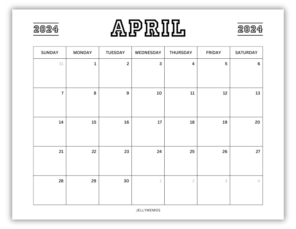 april 2024 calendar
