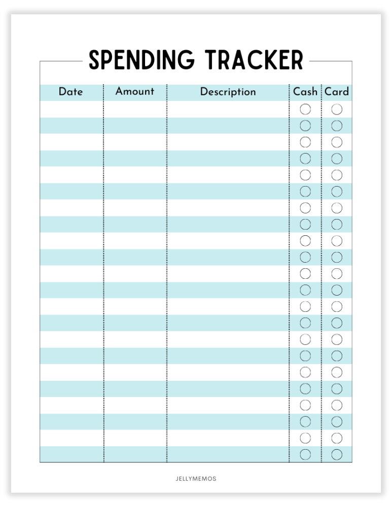 spending tracker printable