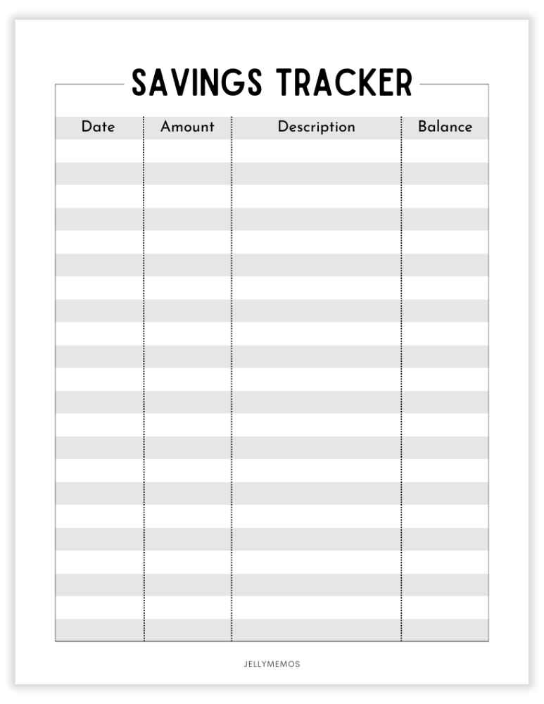 printable savings tracker