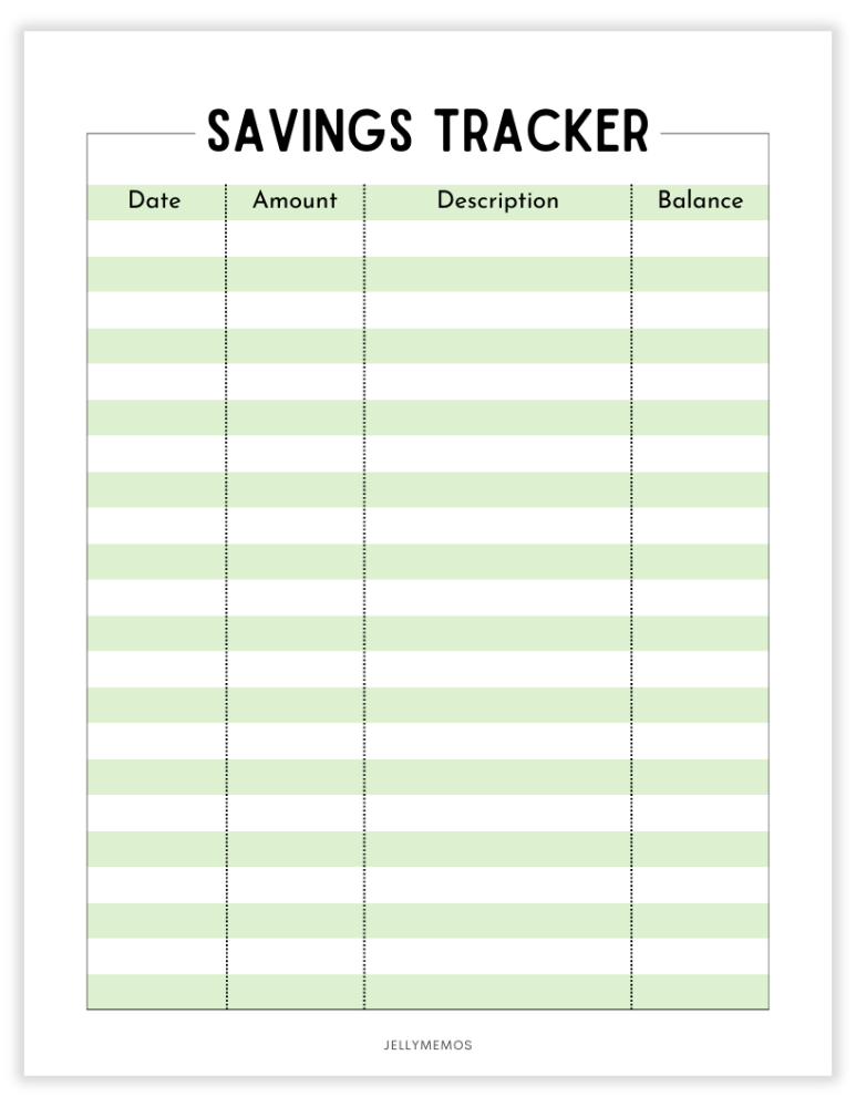 printable savings tracker