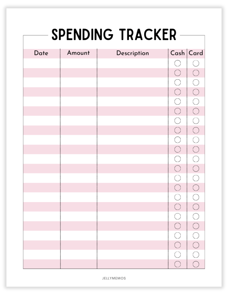 spending tracker printable