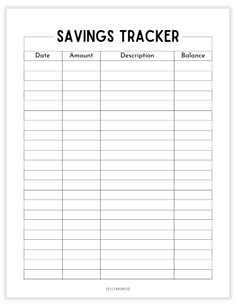 printable savings tracker