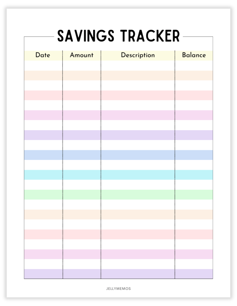 printable savings tracker