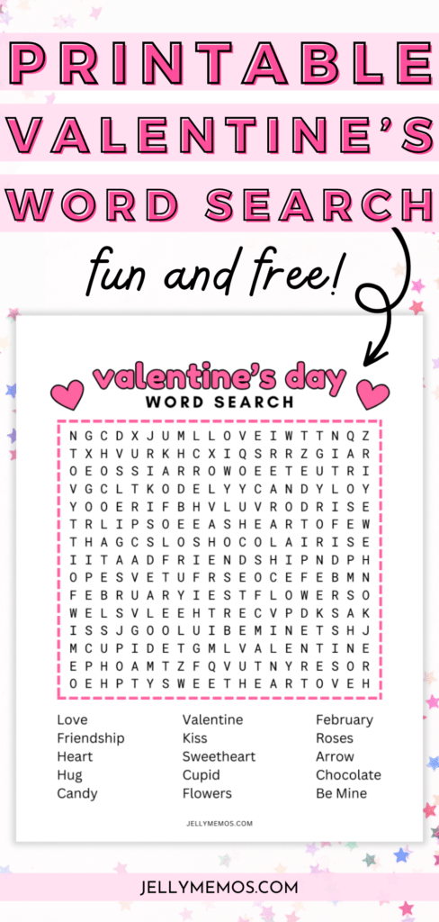 valentine's day word search printable pinterest pin