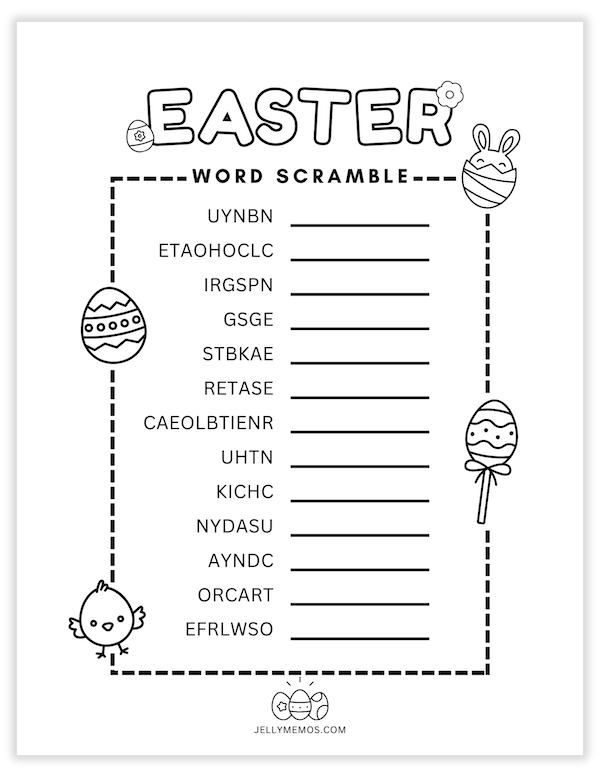 Easter Word Scramble Printable (School, Kids, Church, Parties ...