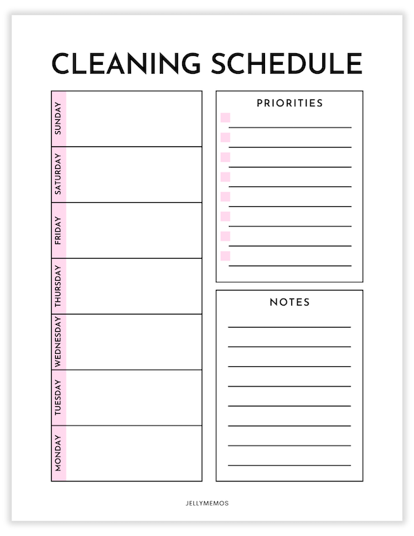 weekly cleaning schedule