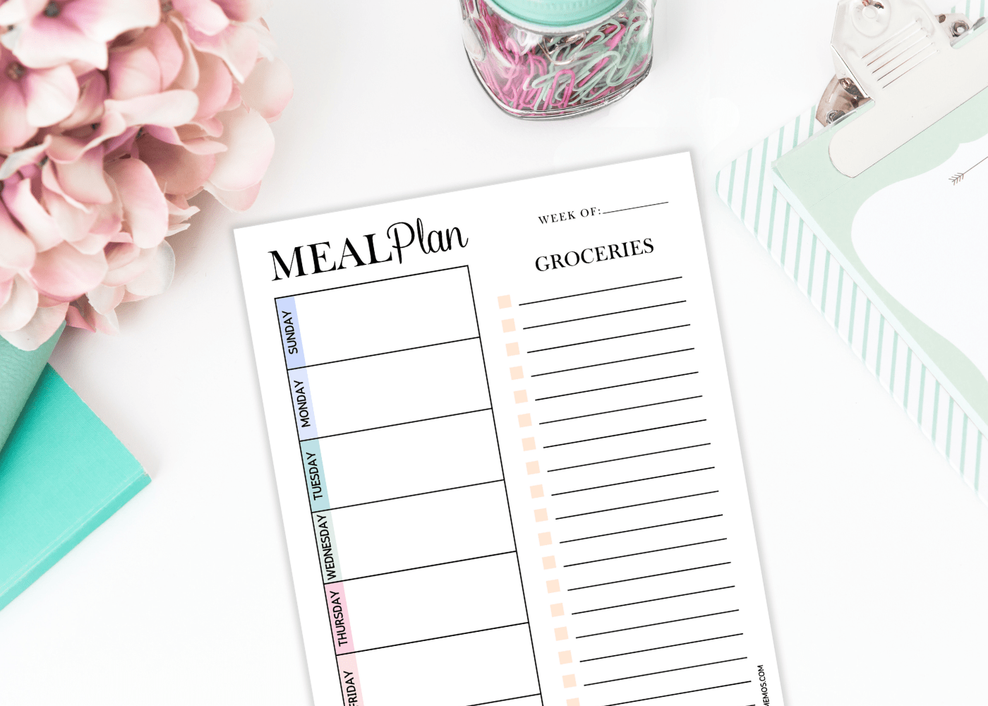 Printable Meal Planner Templates (Cute &amp; Free!) - JellyMemos
