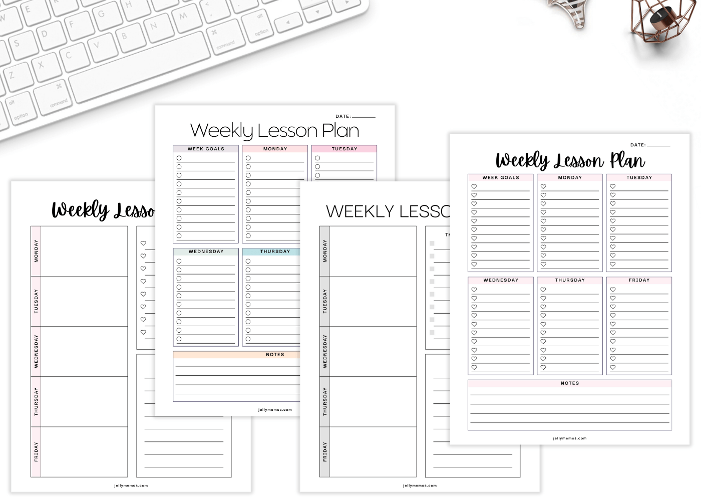 Cute & Free Printable Weekly Lesson Plan Templates! - JellyMemos