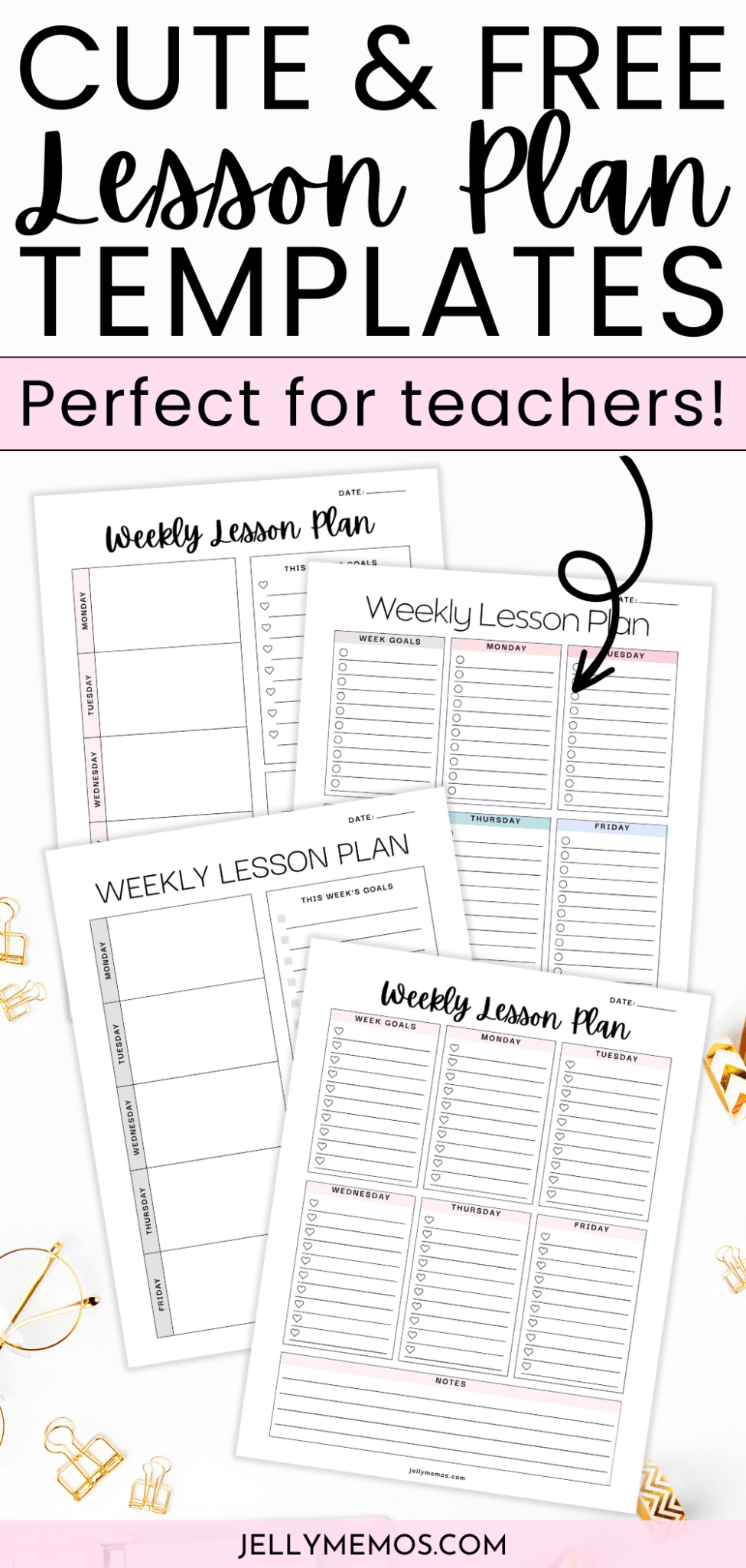 Cute & Free Printable Weekly Lesson Plan Templates! - JellyMemos