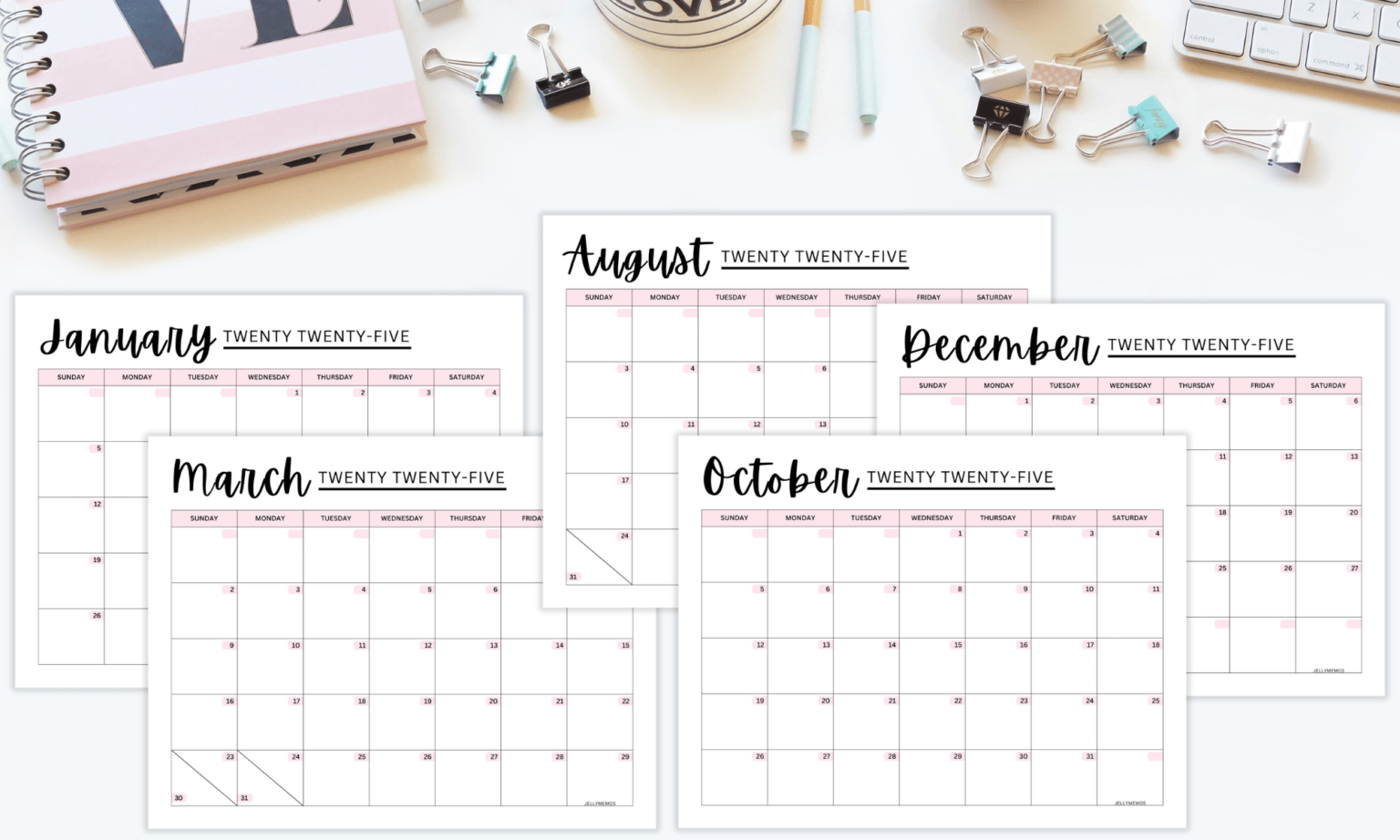 2025 Pink Calendar Printable (Cute & Free!) JellyMemos