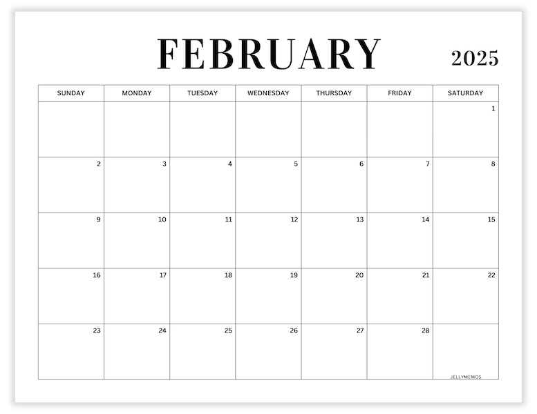 february 2025 minimal calendar printable