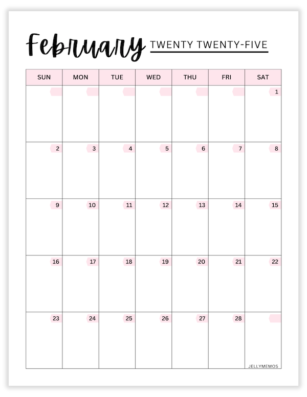 february 2025 pink calendar printable