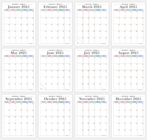 2025 Monday To Friday Calendar Printables (Cute &amp; Free!) - JellyMemos