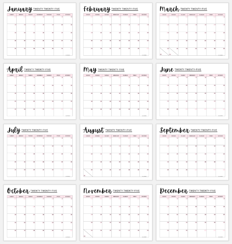 2025 Pink Calendar Printable (Cute & Free!) JellyMemos