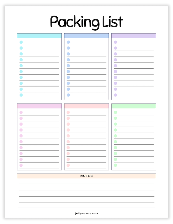 Blank Packing List Printables