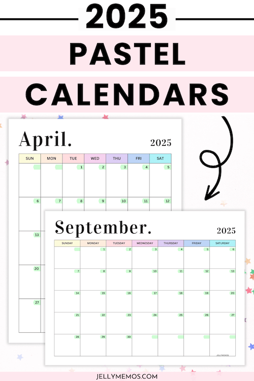 pastel colorful calendar printable post feature