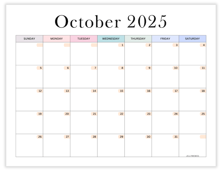 october 2025 aesthetic calendar printable