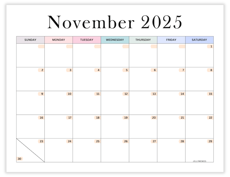 november 2025 aesthetic calendar printable