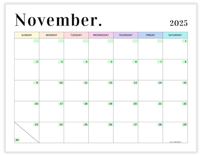 november 2025 pastel calendar printable