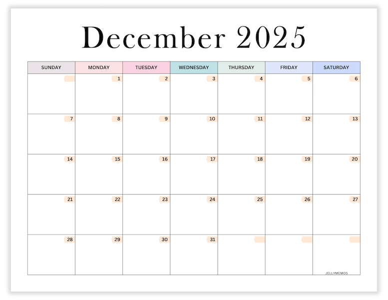 december 2025 aesthetic calendar printable