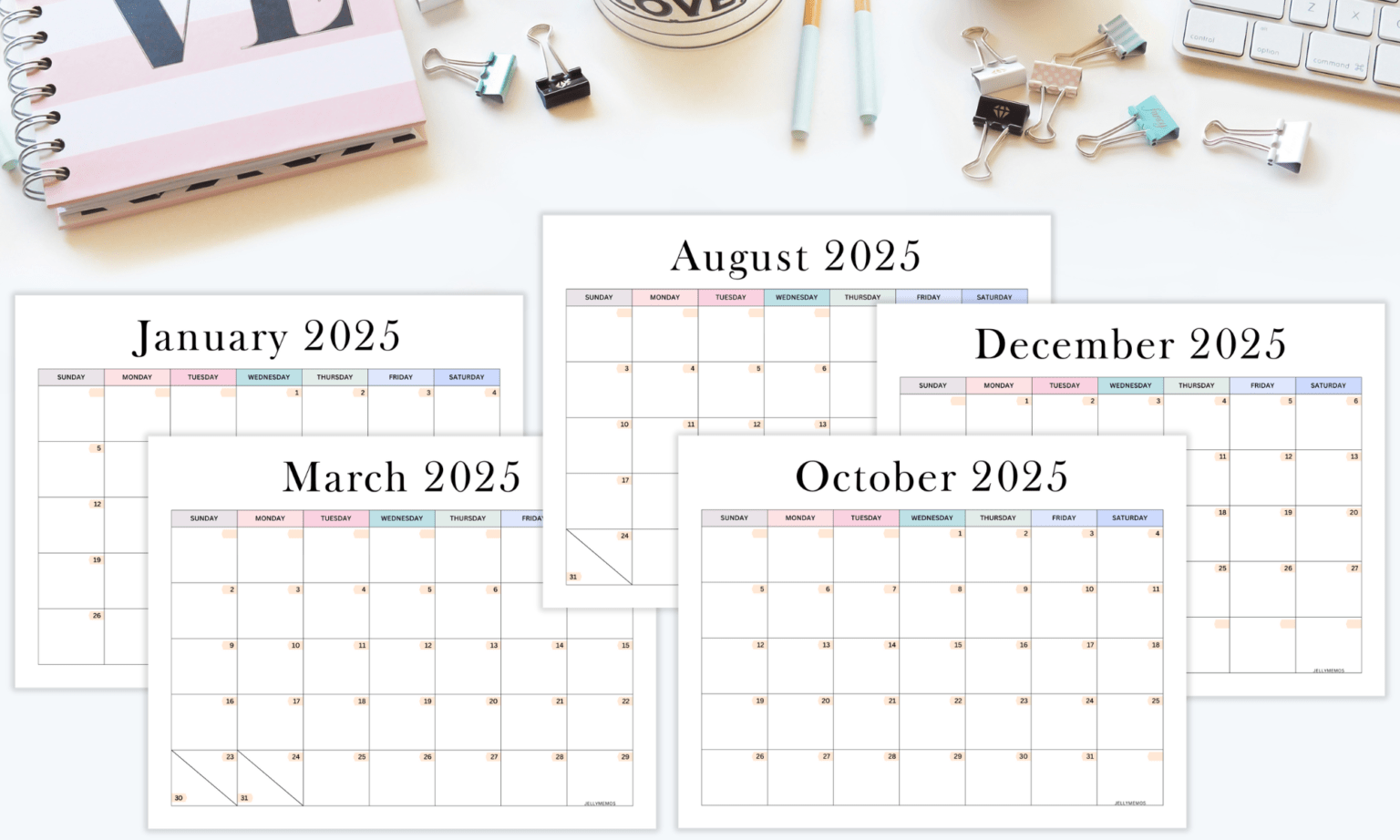 2025 Aesthetic Calendar Printable (Vertical & Horizontal!) JellyMemos