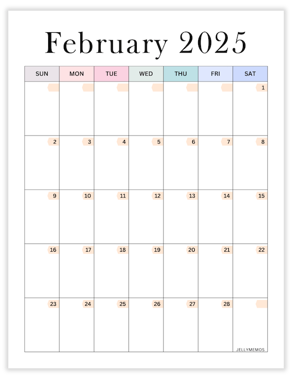 february 2025 aesthetic calendar printable