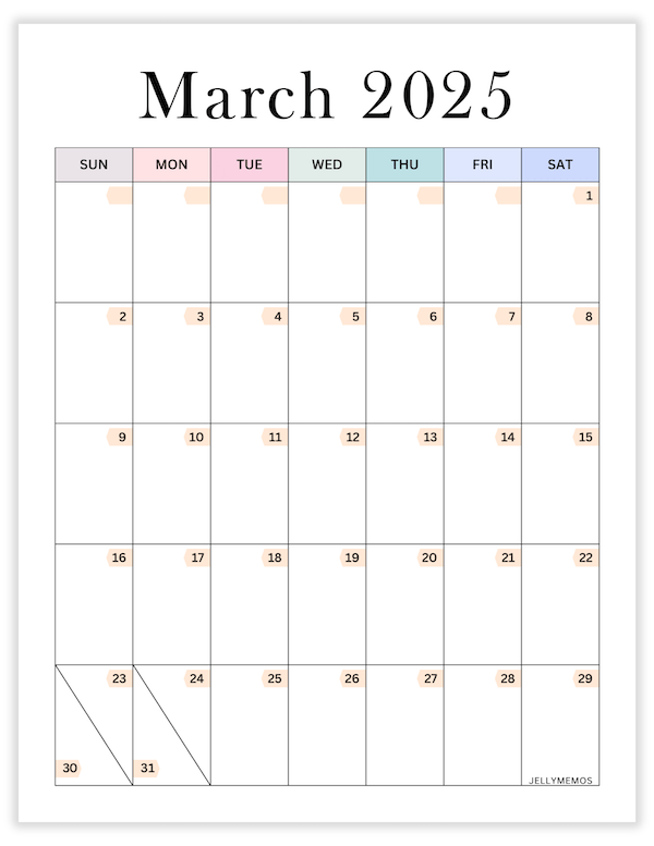 march 2025 aesthetic calendar printable