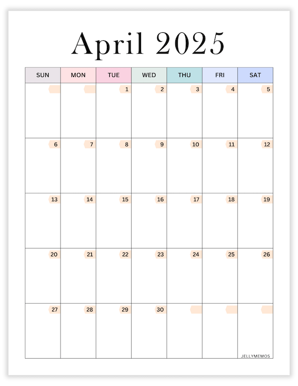 april 2025 aesthetic calendar printable