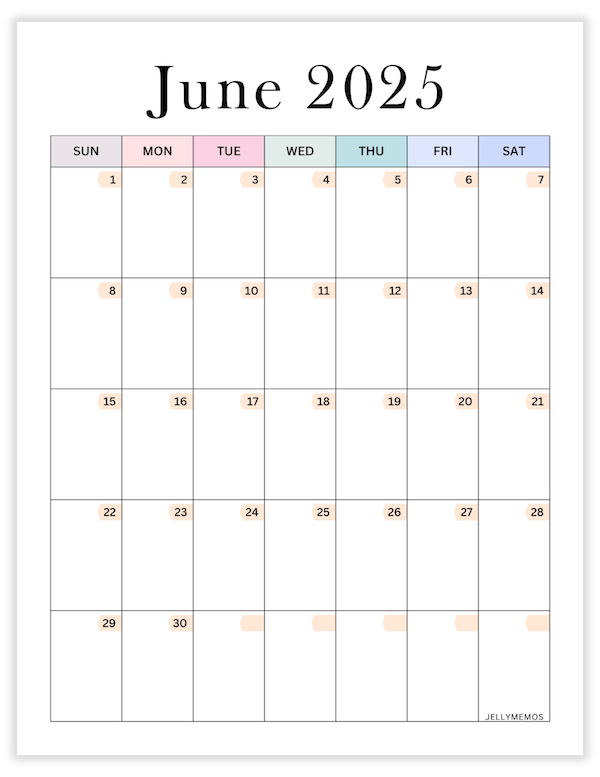 june 2025 aesthetic calendar printable