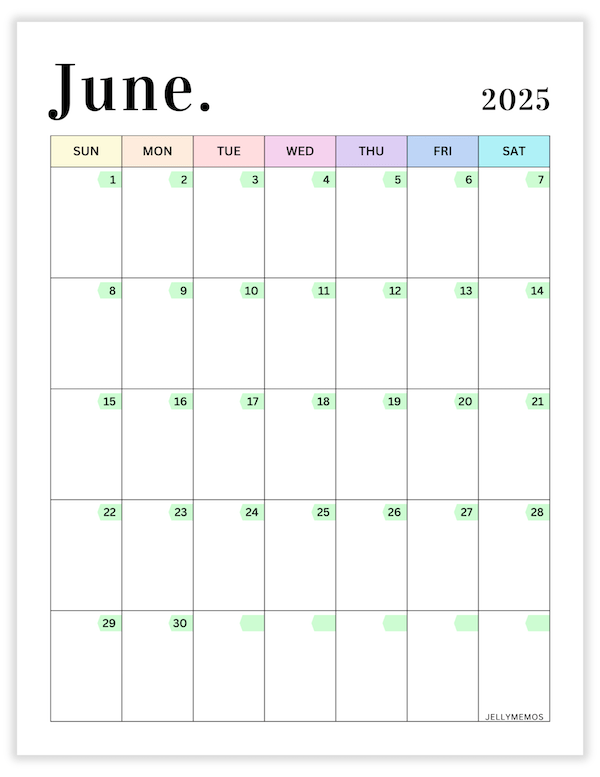 june 2025 pastel calendar printable