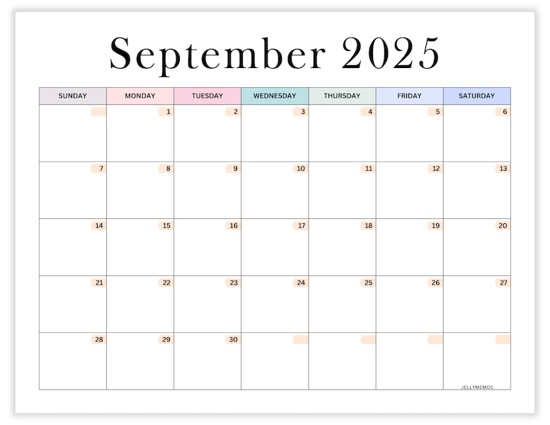 september 2025 aesthetic calendar printable