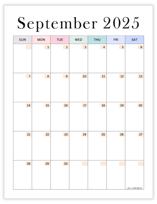 september 2025 aesthetic calendar printable