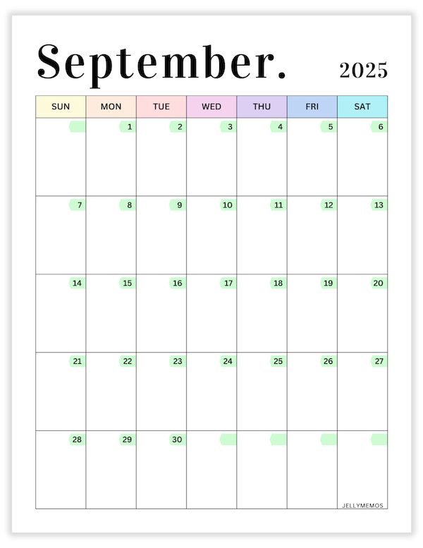 september 2025 pastel calendar printable