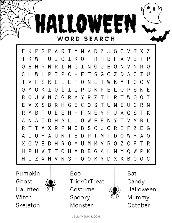 halloween word search printable