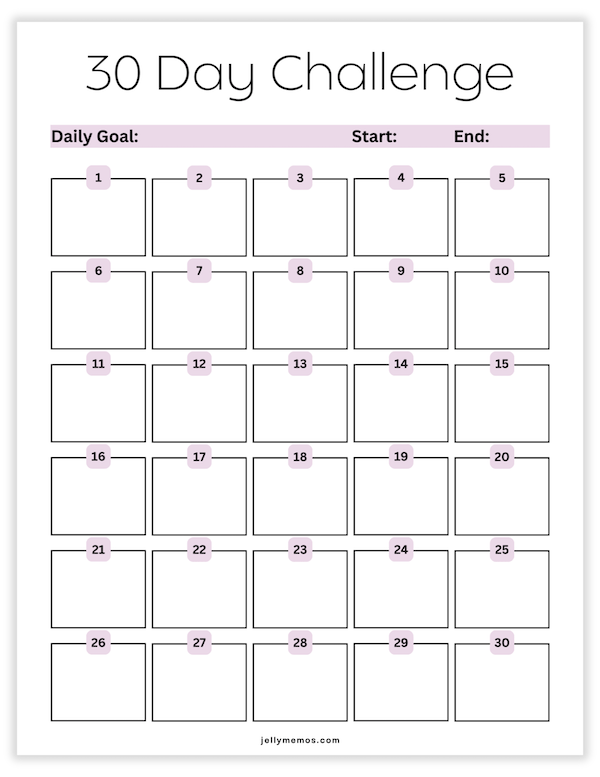 30 day challenge printables