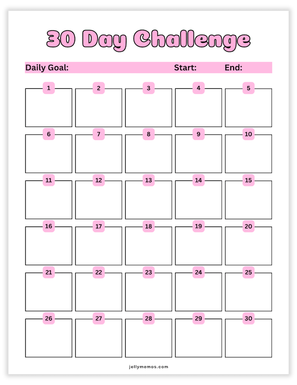 30 day challenge printables