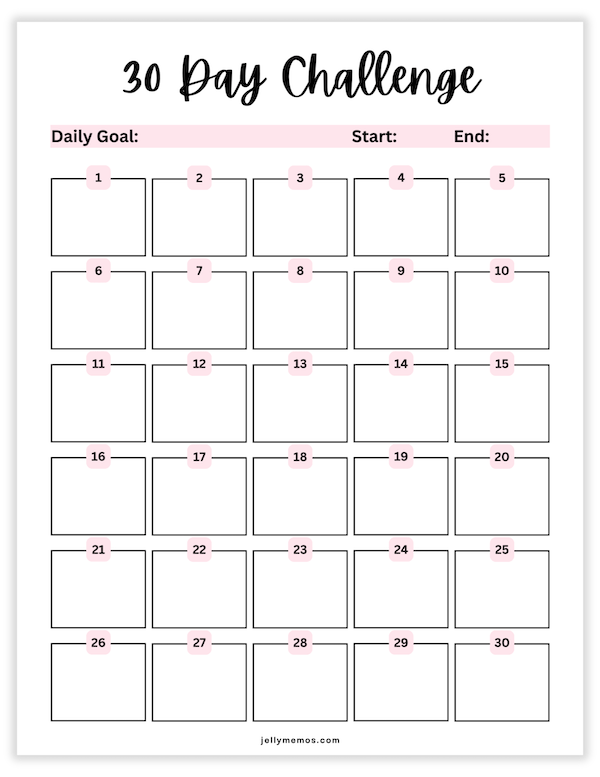 30 day challenge printables