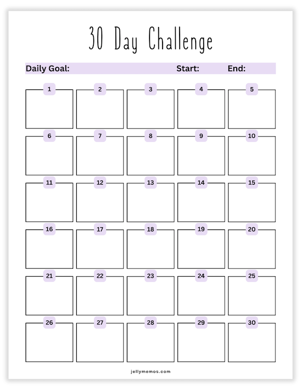 30 day challenge printables