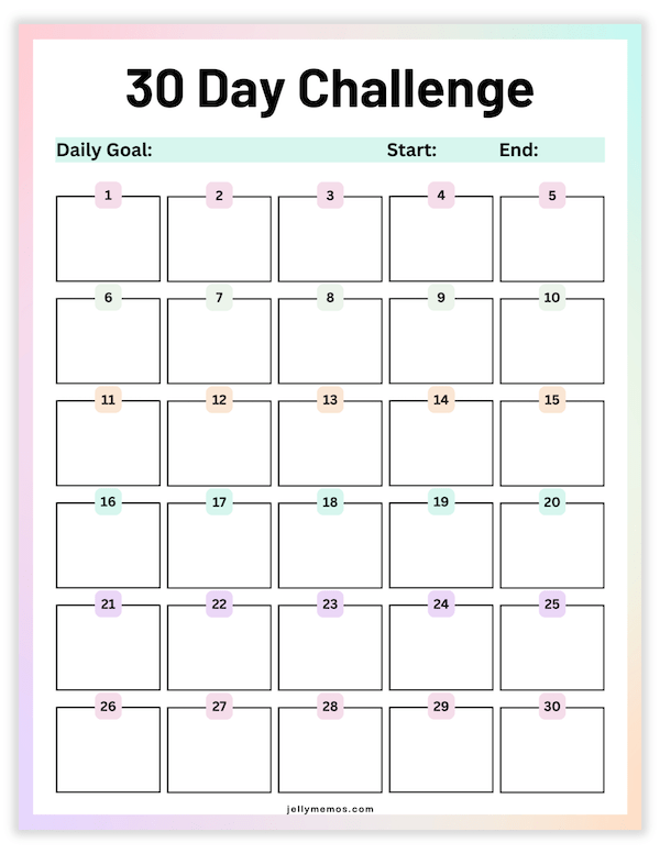 30 day challenge printables