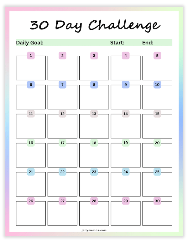 30 day challenge printables