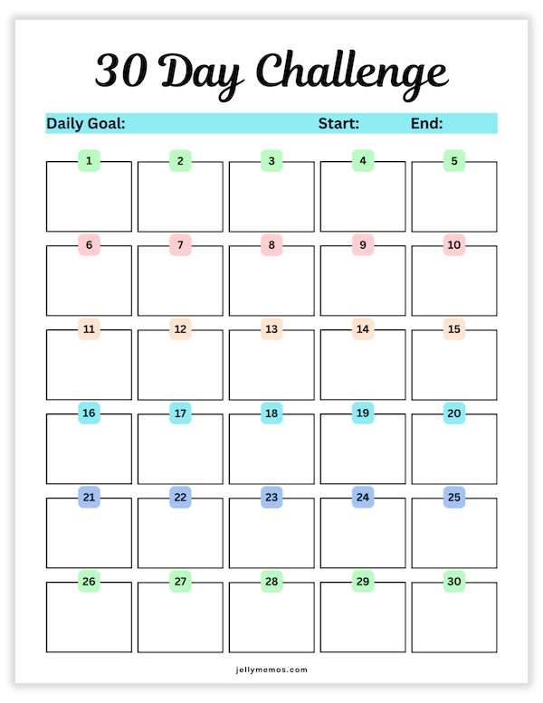 30 day challenge printables