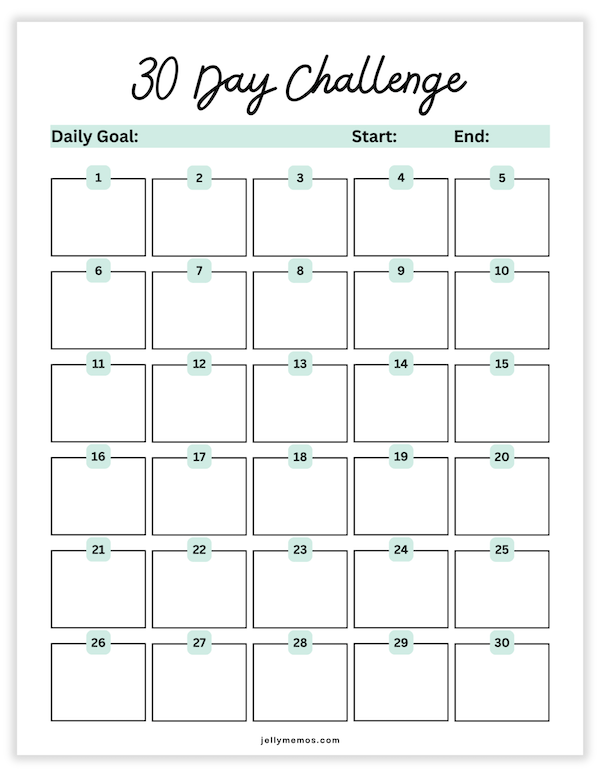 30 day challenge printables