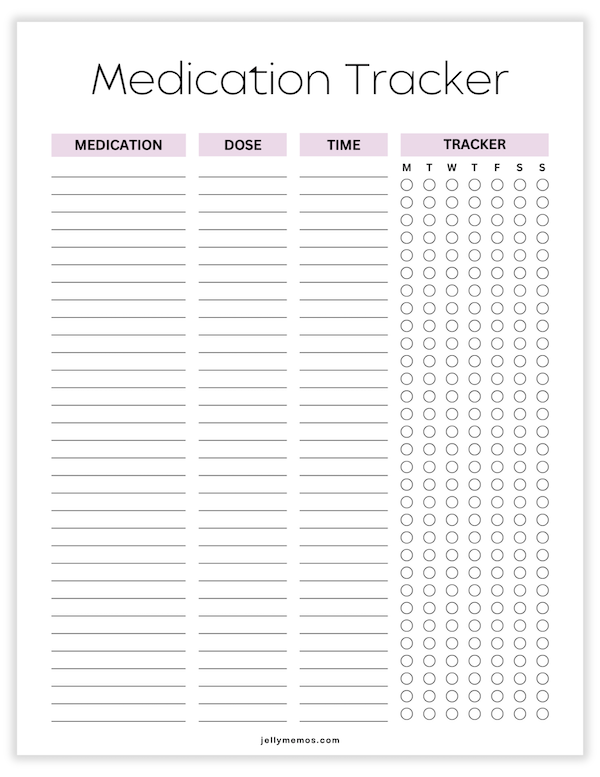 medication tracker printables