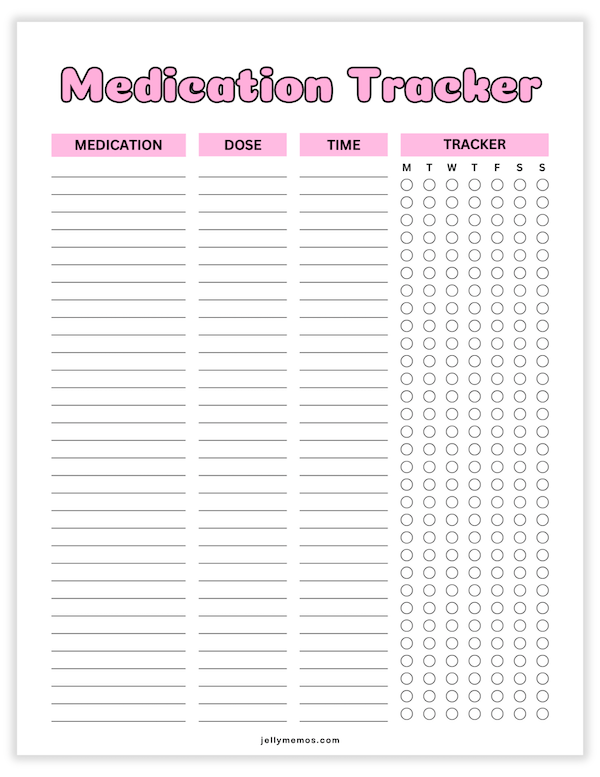 medication tracker printables