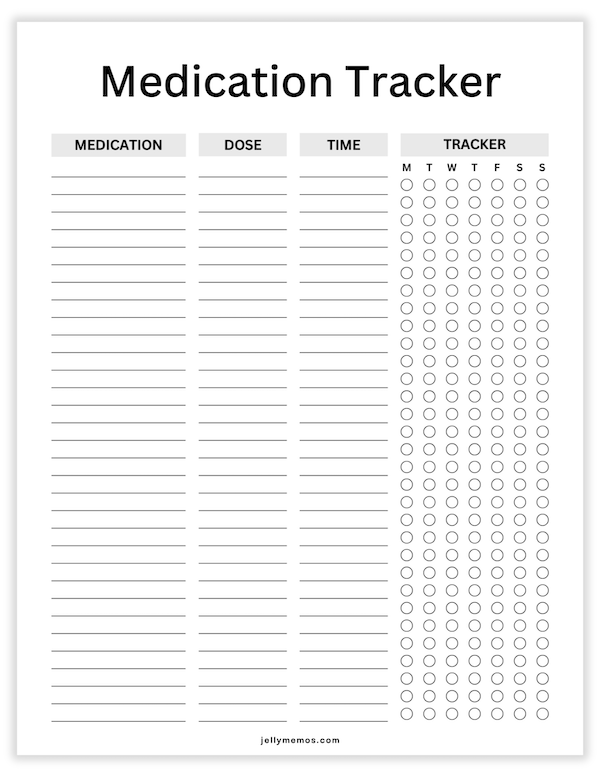 medication tracker printables