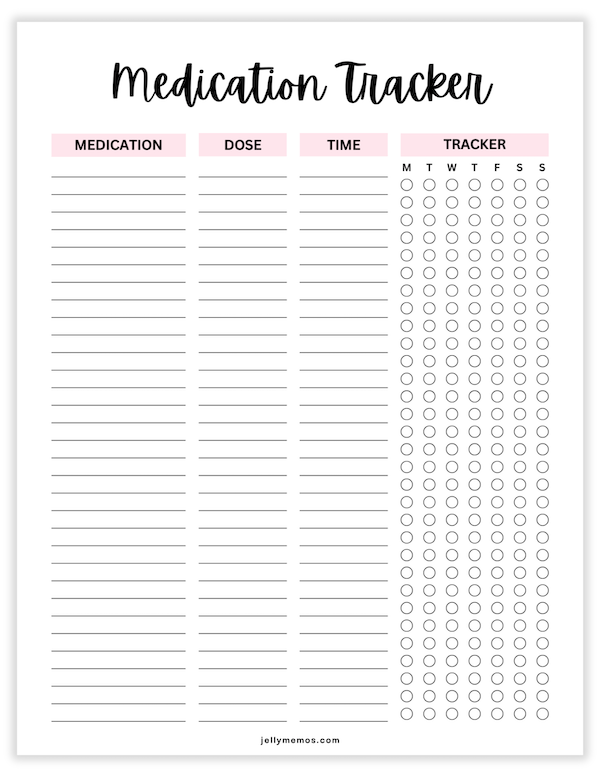 medication tracker printables