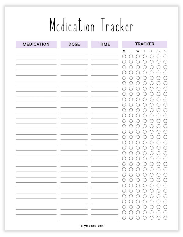 medication tracker printables