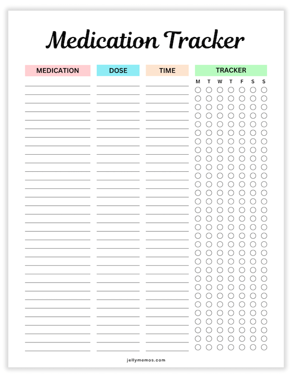 medication tracker printables